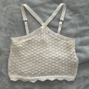 White knitted halter top